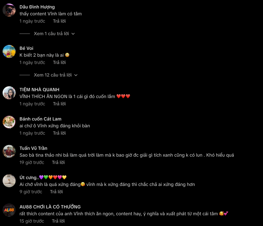 Ý kiến của cộng đồng mạng dành cho Vĩnh thích ăn ngon