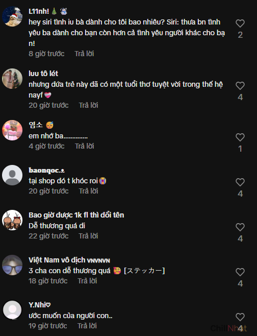 Hầu hết bình luận đều dành lời khen cho ba cha con.