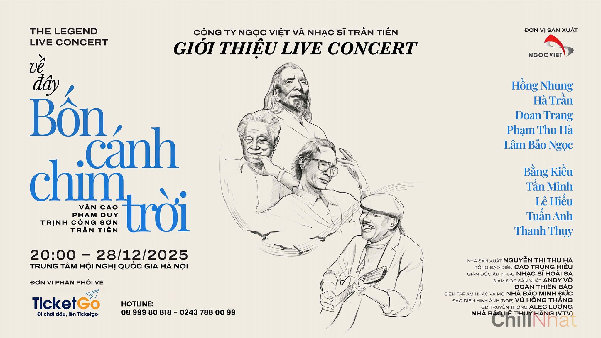 Chương trình âm nhạc Về đây 4 cánh chim trời được quảng bá rầm rộ. 