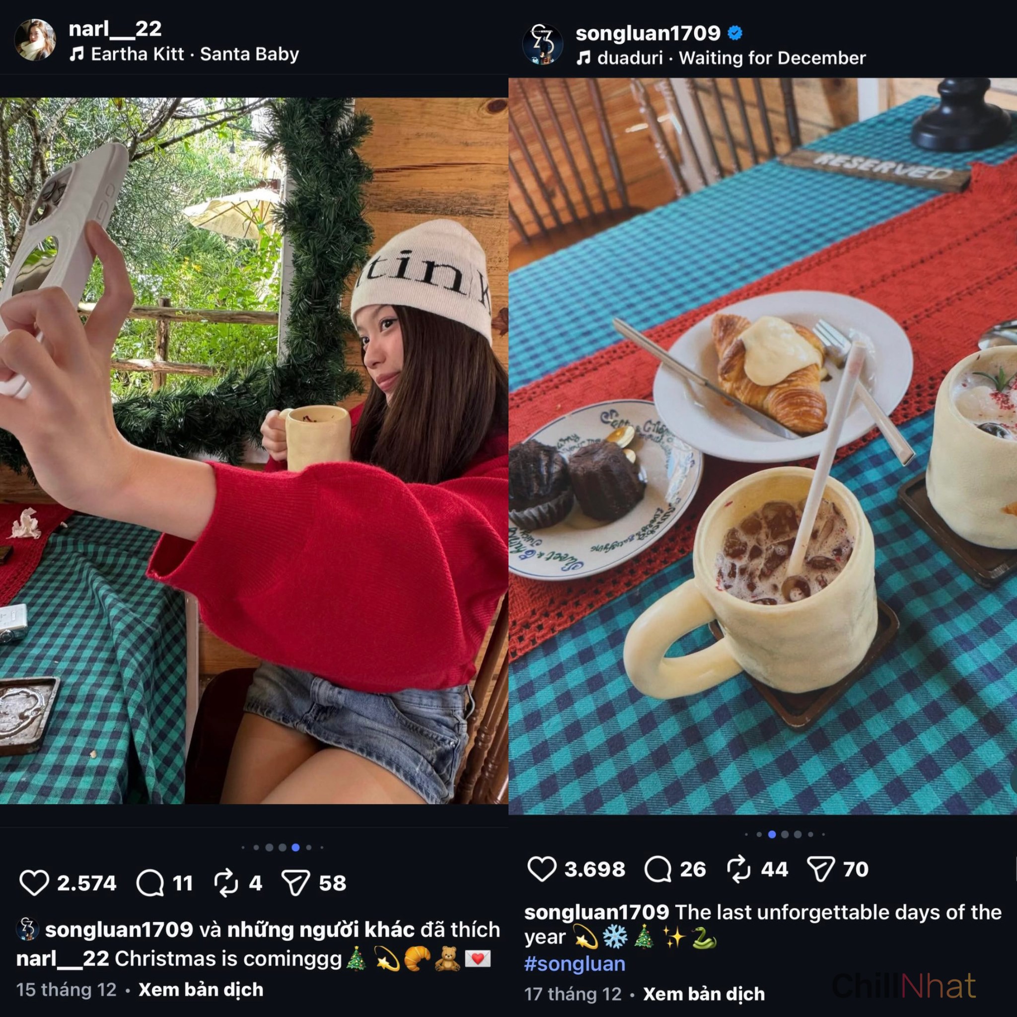 Ngay cả khăn trải bàn, món ăn và thức uống cũng giống nhau bất ngờ.