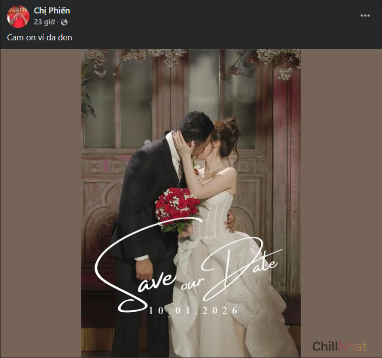 Chị Phiến thông báo lấy vợ trên trang cá nhân.