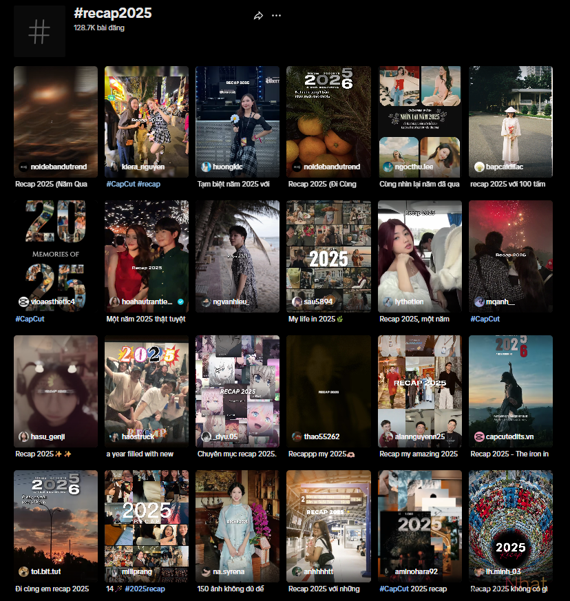 Hiện tại, Tiktok ghi nhận hơn 100 nghìn video "đu trend" recap 2025.