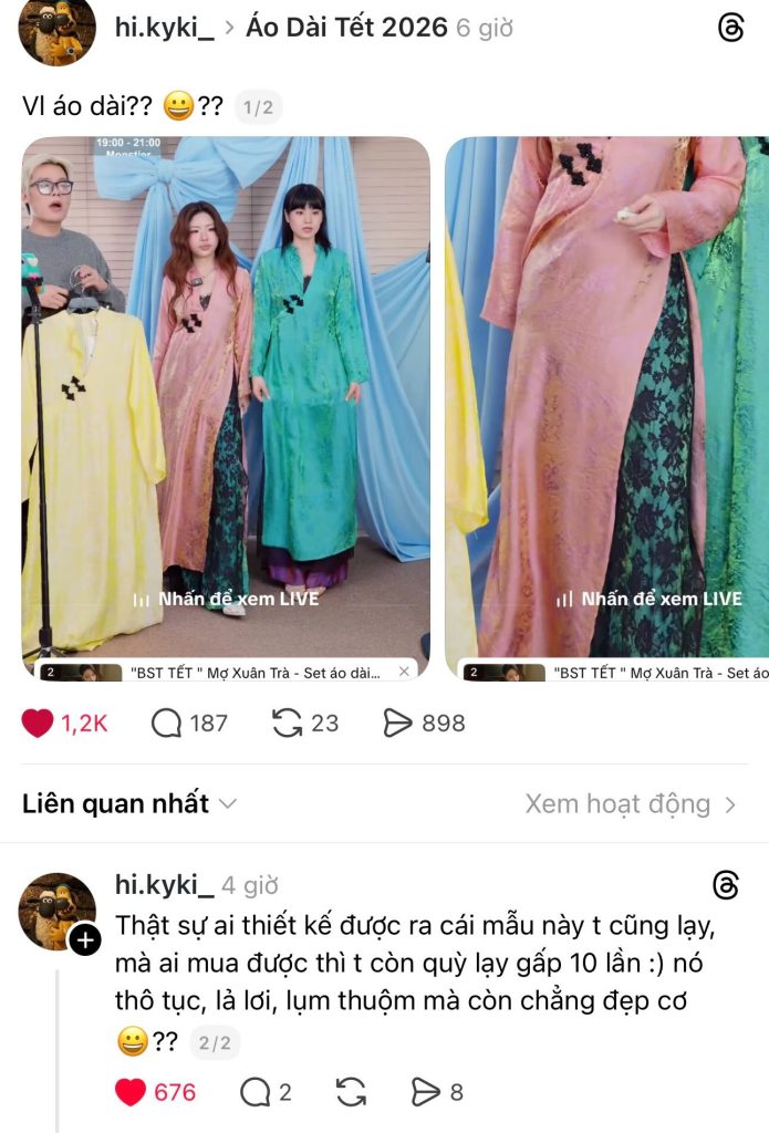 Một bài đăng trên Threads bày tỏ sự phẫn nộ trước thiết kế có phần phản cảm và hở hang.