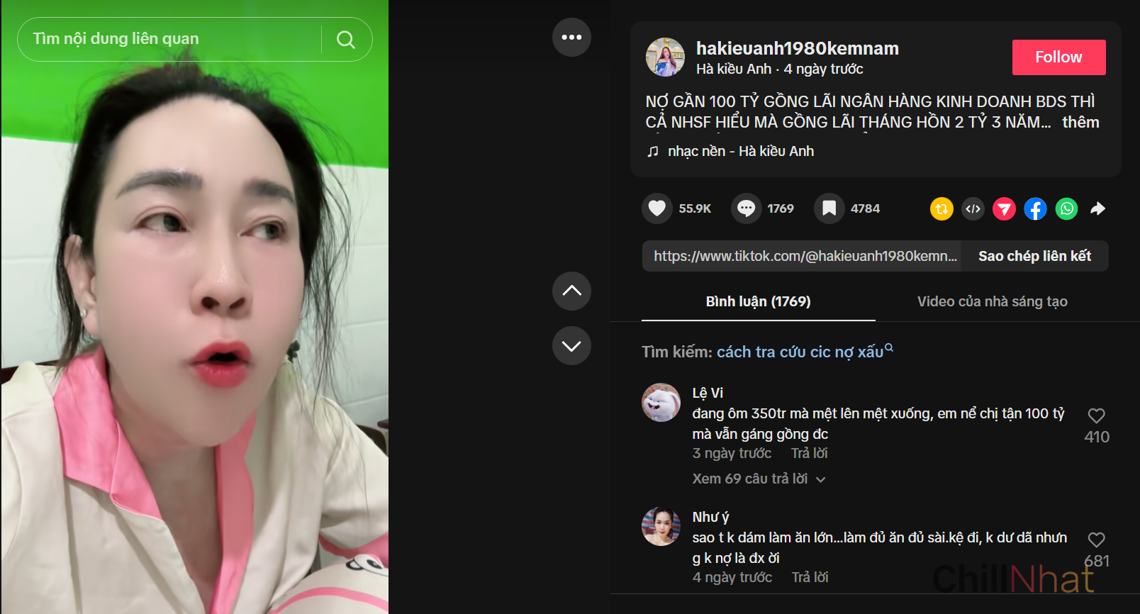 Hà Kiều Anh bể nợ