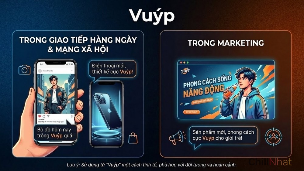 Vuýp có thể dùng trong nhiều hoàn cảnh khác nhau.