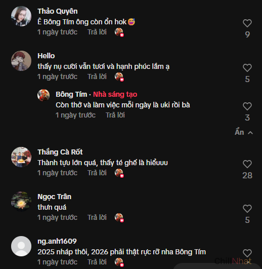 Nhiều bình luận bày tỏ sự đồng cảm với Bông Tím.