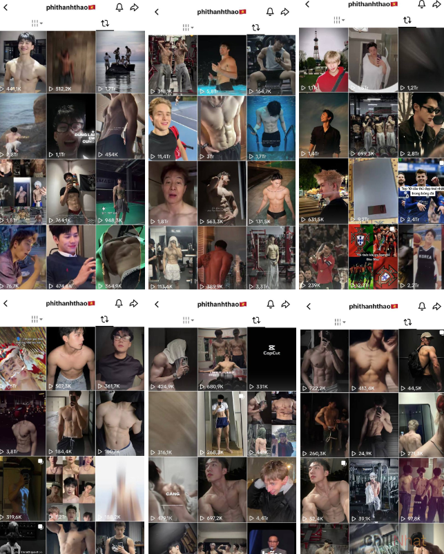 Phần repost trên Tiktok của cô nàng toàn ảnh 6 múi, cơ bắp,...