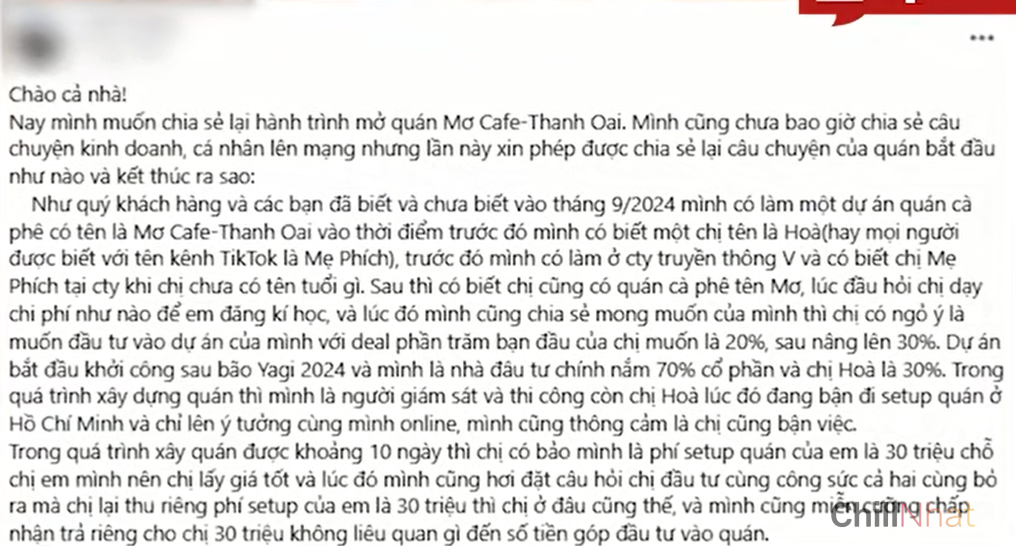Bài phốt của chủ quán Mơ