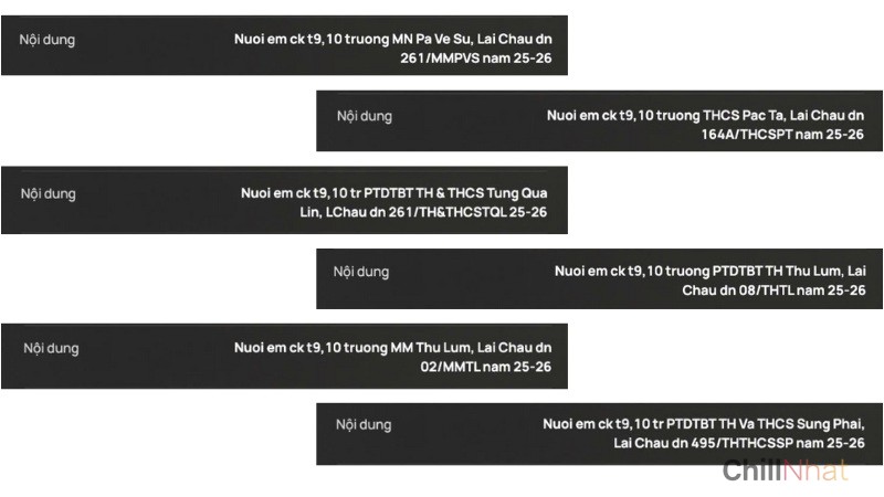 Nội dung chuyển khoản bill nào cũng "dài dằng dặc"