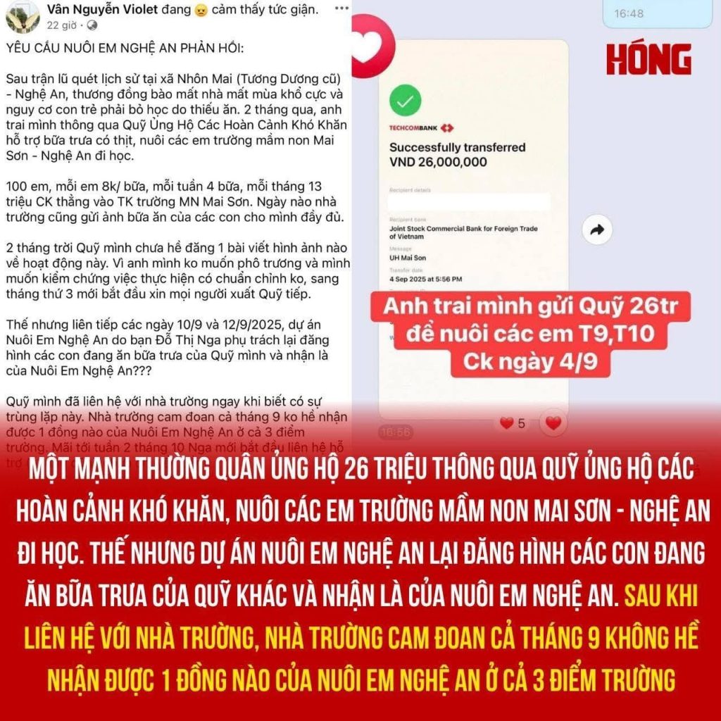 Dự án nuôi em Nghệ An từng bị phốt