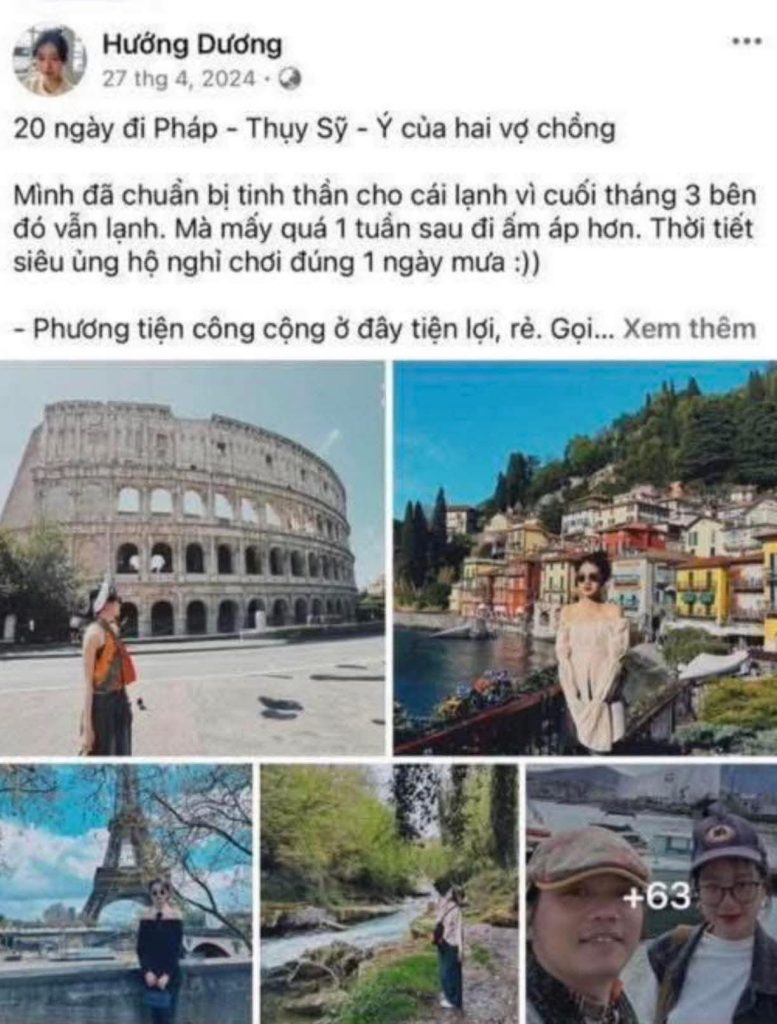 Đưa vợ đi du lịch Châu Âu