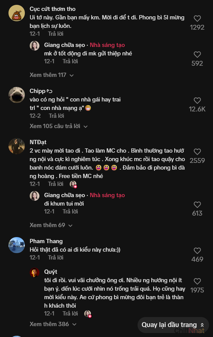 Giang cư mận bàn luận tích cực và rủ nhau đi đám cưới