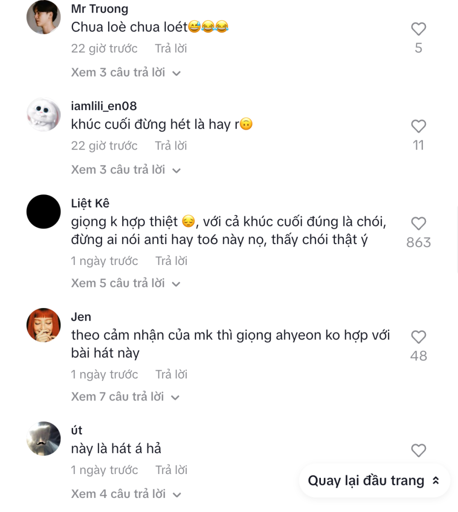 Giang cư mận cho rằng giọng hát của cô nàng chưa tốt