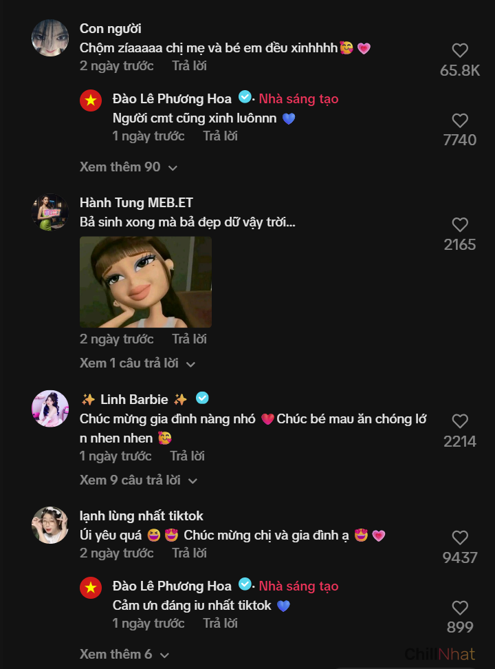 Giang cư mận chúc mừng và gửi lời khen đến mẹ và bé