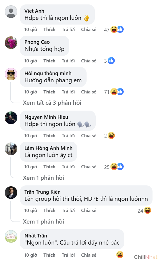 Giang cư mận hưởng ứng trend HDPE là ngon luôn