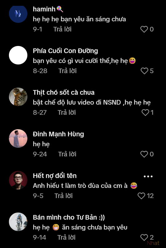 Giang cư mận vui vẻ sử dụng cụm từ Hẹ hẹ hẹ trong phần bình luận