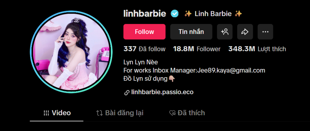 Linh Barbie có lượng follow khủng trên Tiktok