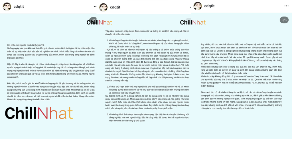 Bài viết đính chính tin đồn quỳnh tít hẹn hò David Vinh