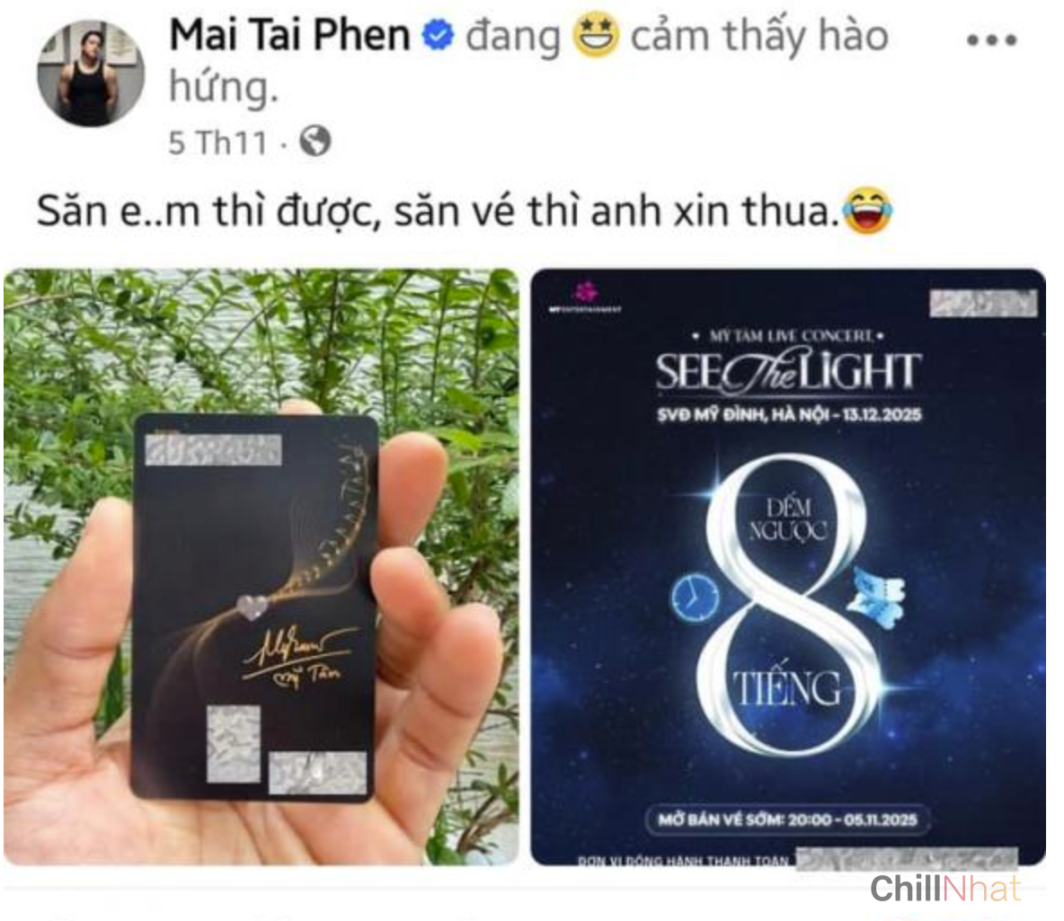 Mai Tài Phến đăng ảnh khoe săn được vé của Mỹ Tâm