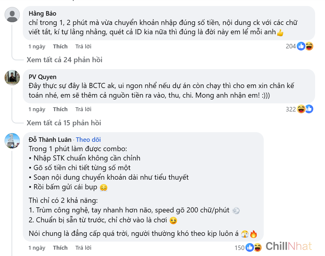 Cộng đồng mạng nói gì khi mỗi bill chuyển khoản chỉ mất 1 phút?