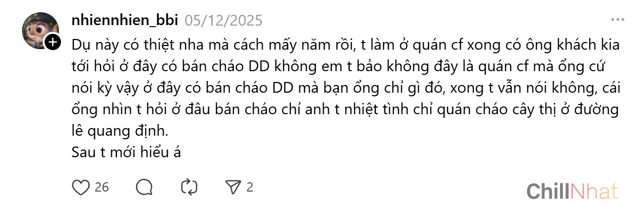 Một bạn trên Threads kể lại câu chuyện về "cháo dinh dưỡng"