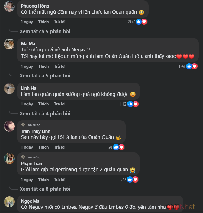 Bên dưới là hàng ngàn lời chúc mừng gửi đến anh. 