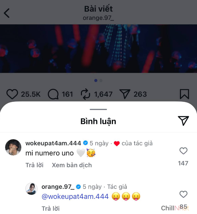 Màn đánh dấu chủ quyền dưới bài đăng của nam producer. 