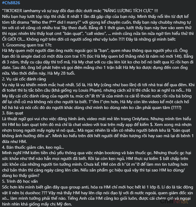 Tiktoker Hà My bị phốt.