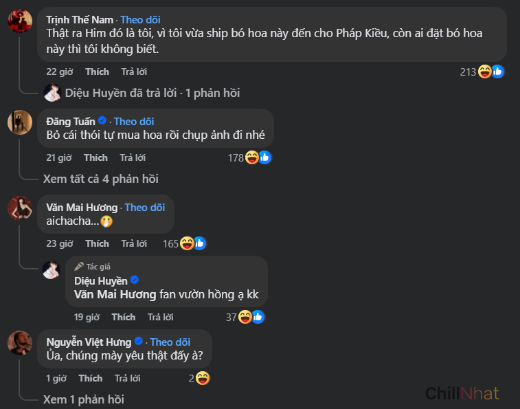 Nhiều người nổi tiếng trong giới giải trí để lại tương tác trêu đùa cô nàng.