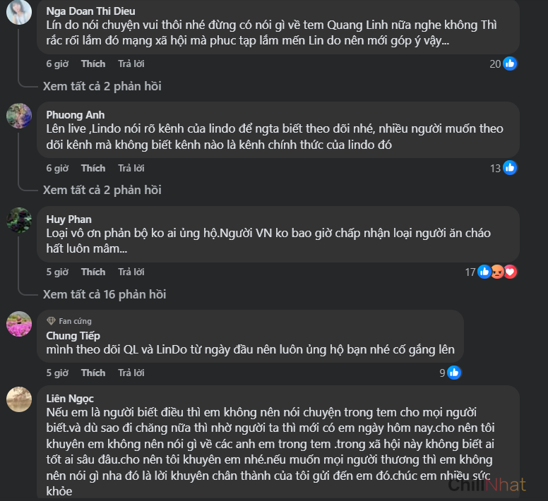 Không ít khán giả dành sự động viên cho Lindo.