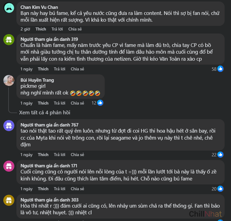 Nhiều bình luận cho rằng nữ ca sĩ nhiệt tình thái quá và kém phần tinh tế.