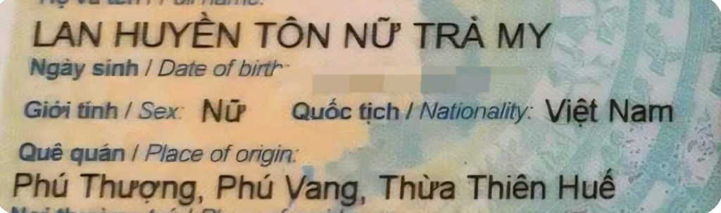 Căn cước công dân của Lan Huyền Tôn Nữ Trà My