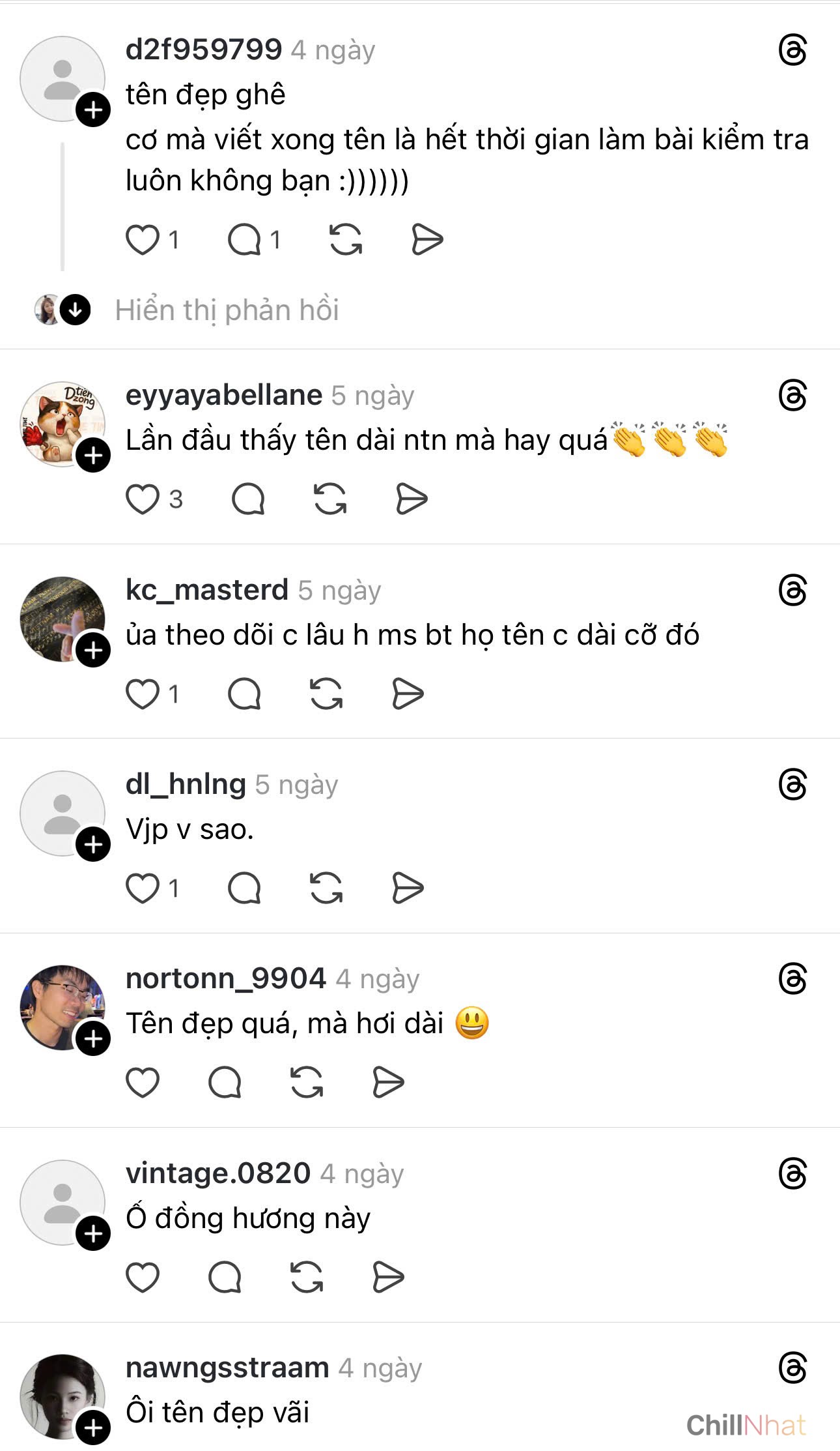 Giang cư mận cùng bình luận khen tên của Lan Huyền Tôn Nữ Trà My