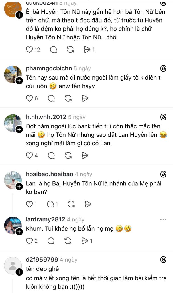 Giang cư mận thắc mắc, tò mò về tên của Lan Huyền Tôn Nữ Trà My