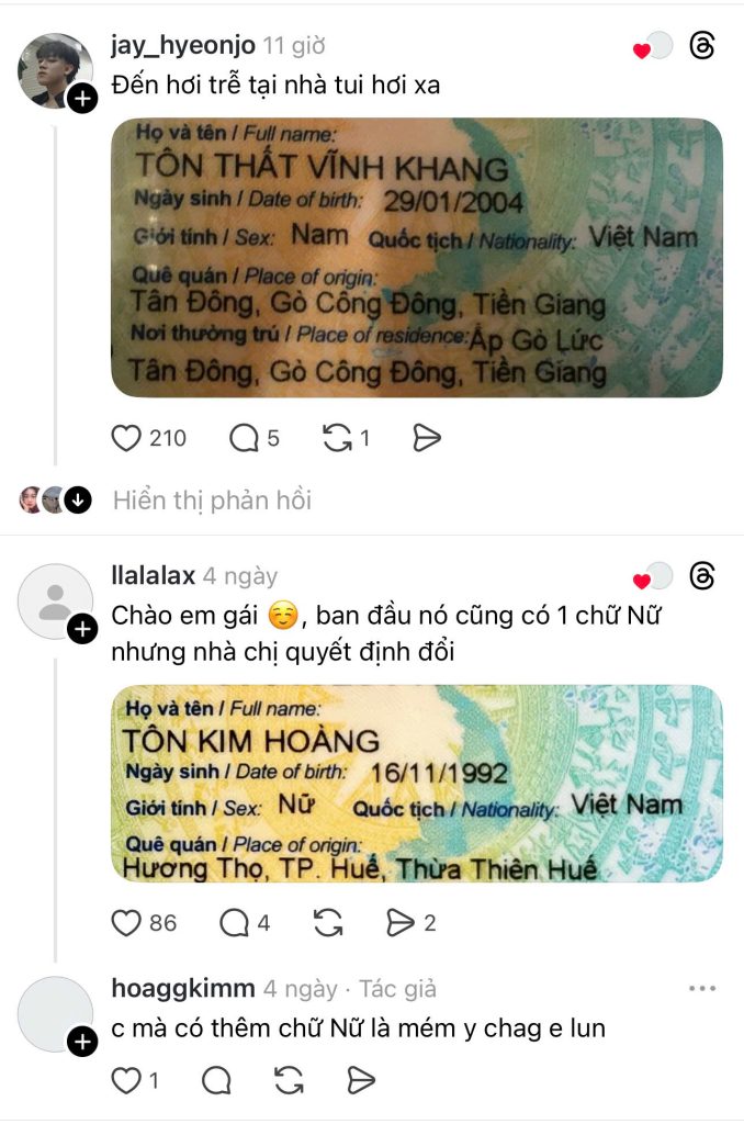 Nhiều bạn trẻ cũng mang họ tên gắn liền với hoàng tộc