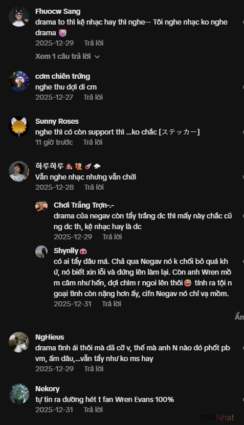 Phản ứng của giang cư mận khi Wren Evans comeback